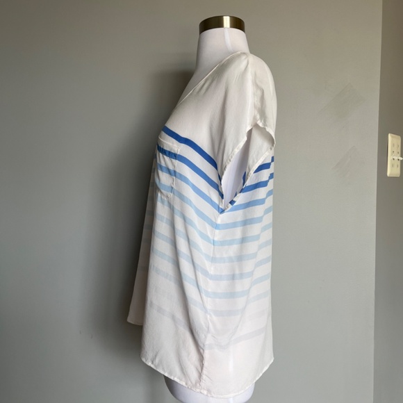 Joie Rain B Savory Silk Ombre Striped Casual Career White Relaxed Tee Blouse Top - Picture 7 of 12